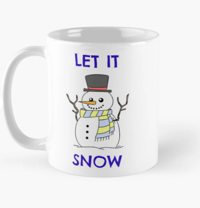 Чашка керамическая с принтом Let it snow Снеговик Рождество Новый Год 330 мл Белый