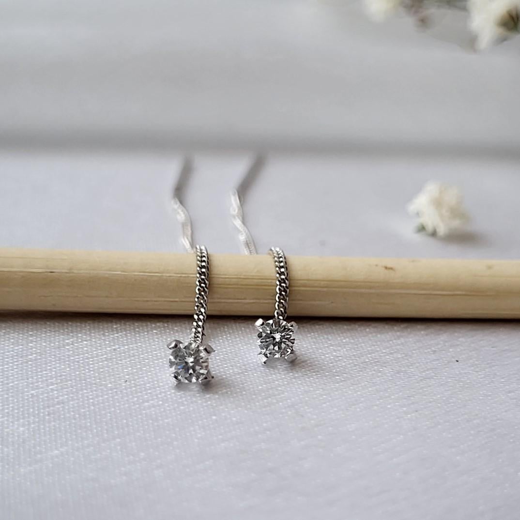 Серьги из серебра Камешек серебро 925 проба покрыто родием 1,00 г (544041р)