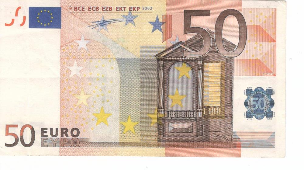 Коллекционная банкнота Испания 50 евро 2002 V M001 VF (Б06826)
