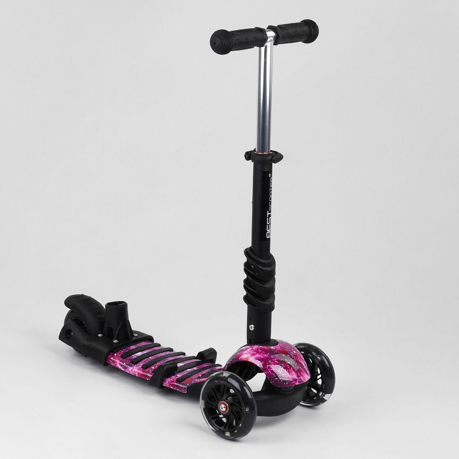 Самокат дитячий Best Scooter 5в1 з PU колесами та підсвічуванням Black/Purple (100058) - фото 3