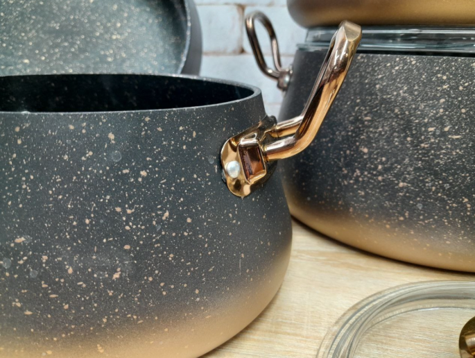 Набор посуды со сковородкой OMS с антипригарным покрытием для индукции 7 предметов Бронзовый (3041-bronze) - фото 7 Набор посуды со сковородкой OMS с антипригарным покрытием для индукции 7 предметов Бронзовый (3041-bronze) - фото 7