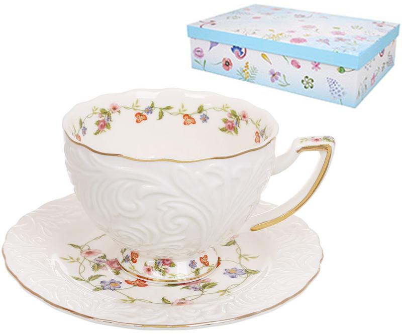 Сервиз чайный Ажур Флорал на 6 фарфоровых чашек и 6 блюдцев 240 мл - фото 2