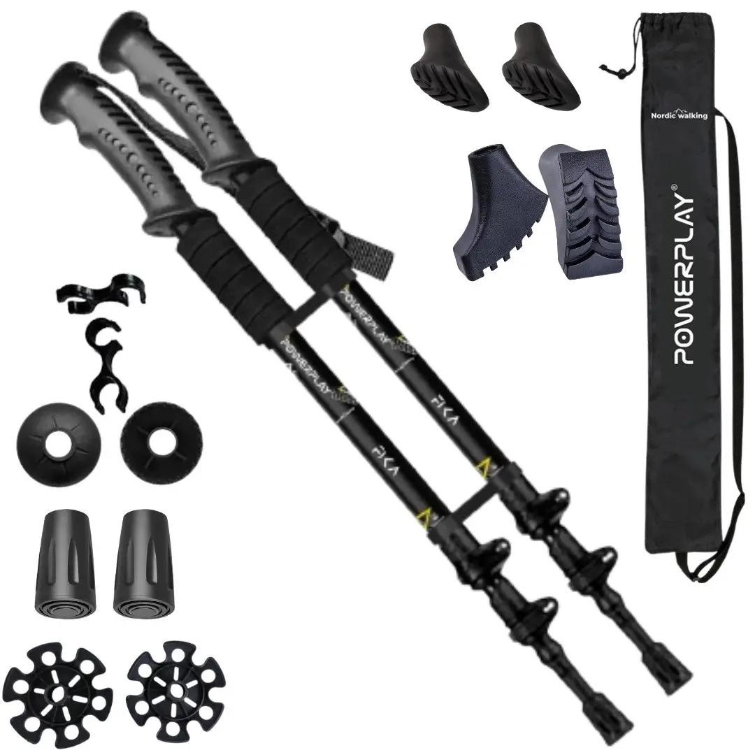 Трекинговые палки PowerPlay 9109 Fika/2-ые пары сапог/чехол 60-135 см Black/Yellow