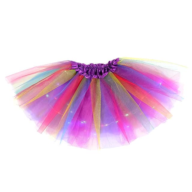 Юбка детская пачка со светодиодной подсветкой на атласной резинке для детей 3-12 лет 98-140 см Фиолетовый (2466780573)
