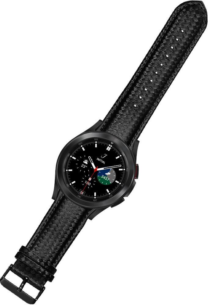 Ремешок кожаный Carbon для Galaxy Watch 4 Classic 46 мм Black (22968-2B)
