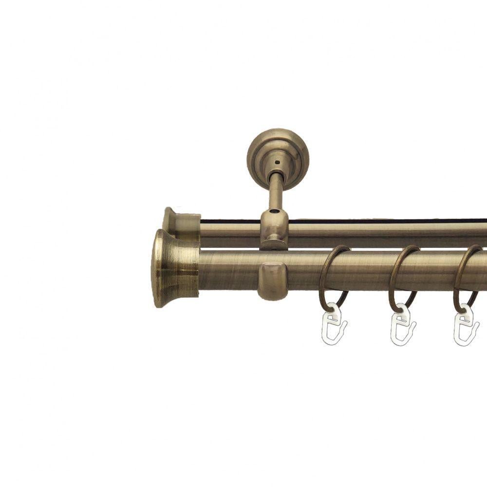 Карниз металевий Orvit Дуо двохрядний 25/19 мм опозитни антик гладка/профильная трубай 160 см (2364454333)