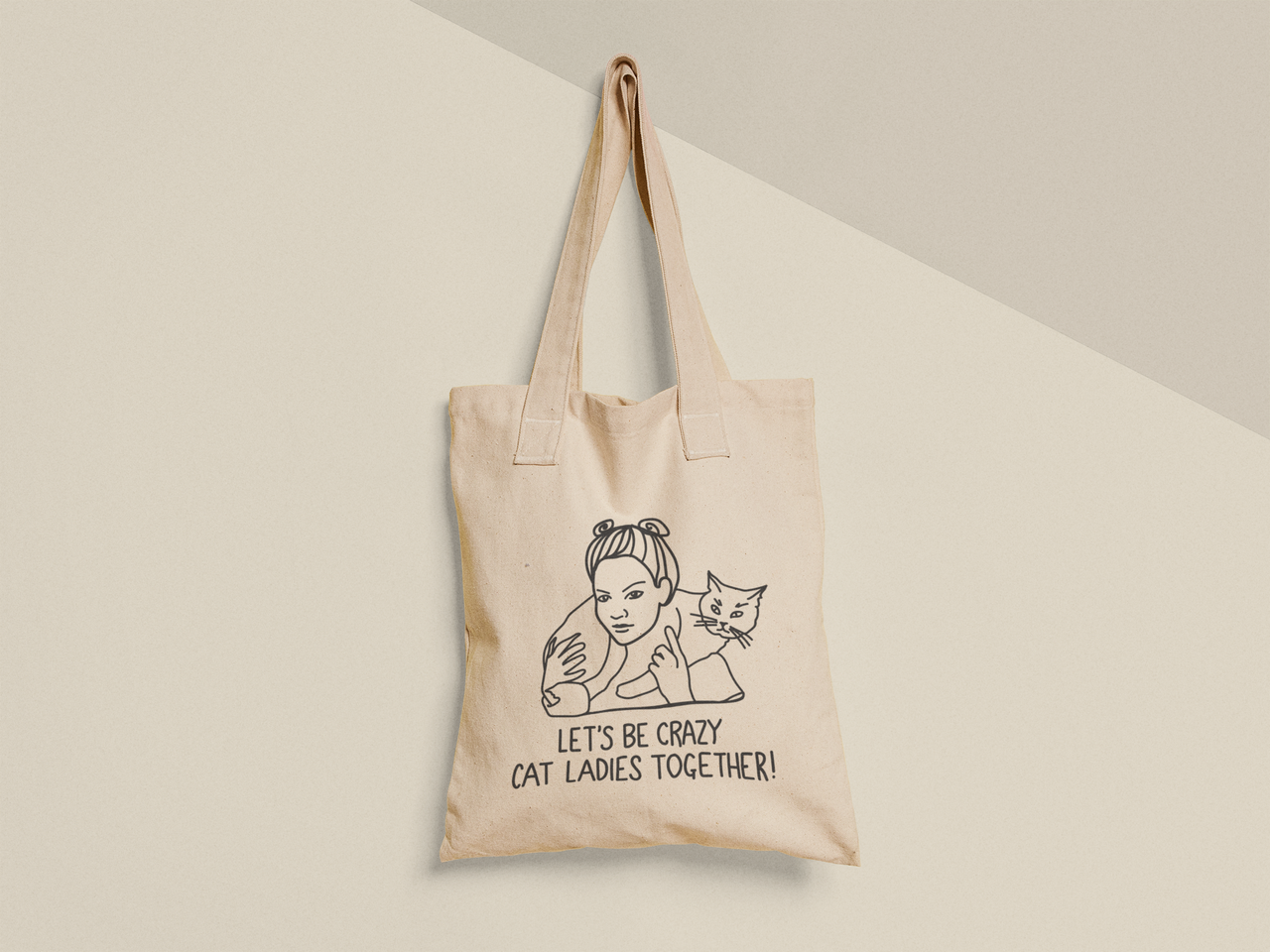Эко-сумка шоппер с принтом "Cat ladies together" 38х40 см Бежевый (ПН414-Т) Эко-сумка шоппер с принтом "Cat ladies together" 38х40 см Бежевый (ПН414-Т)