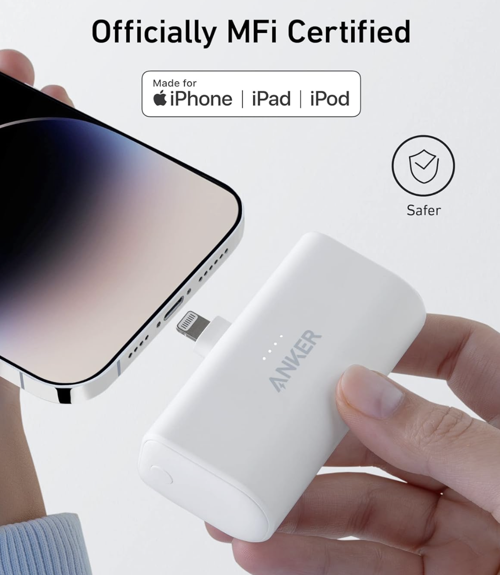 Повербанк Anker Nano з вбудованим складаним роз'ємом Lightning 5000 mAh Pink - фото 6