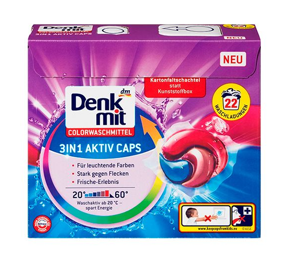 Капсули для прання кольорової білизни Denkmit Color Caps 3in1 Active 22 шт. (270724)