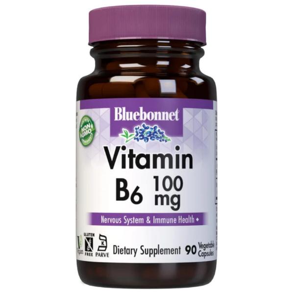 Пиридоксин Bluebonnet Nutrition Vitamin B6 100 мг 90 вегетерианских капс. (000021598)