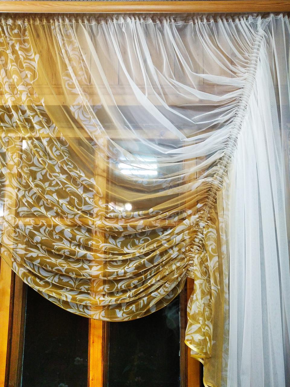 Занавеска кухонная Камелия амбре Горчичный - фото 4 Занавеска кухонная Камелия амбре Горчичный - фото 4