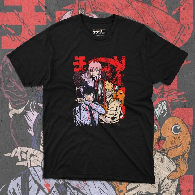 Футболка мужская с принтом Человек-бензопила Денджи/Пауэр/Аки р. 48 (Anime0476)