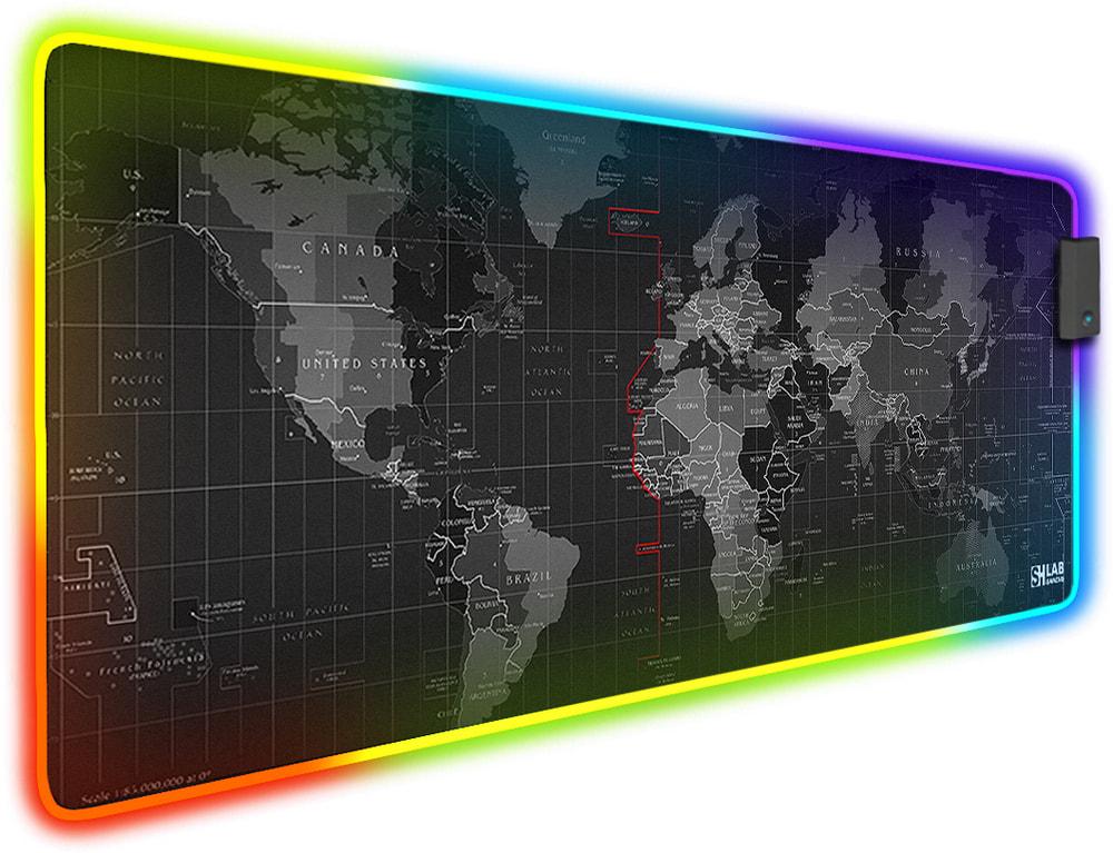Коврик для мыши с подсветкой SHLab Spectra Карта Мира 80x30 см (34708)