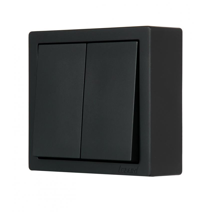 Вимикач двоклавішний Lezard Leto Антрацит (752-4200-101)