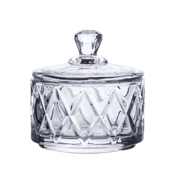 Конфетница с крышкой High Quality из хрустального стекла Diamonds (HP-YH-28)