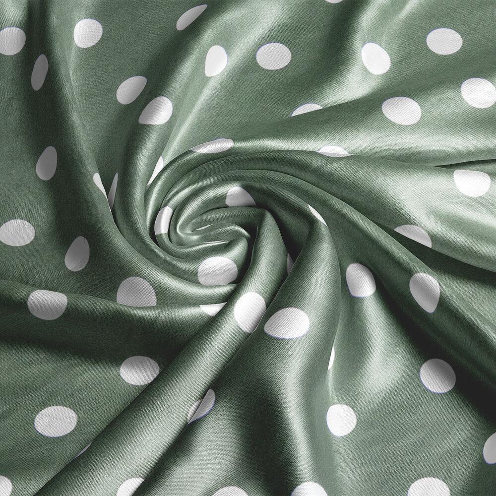 Ткань платечная атлас шелк стрейч горошек Хаки (18191)
