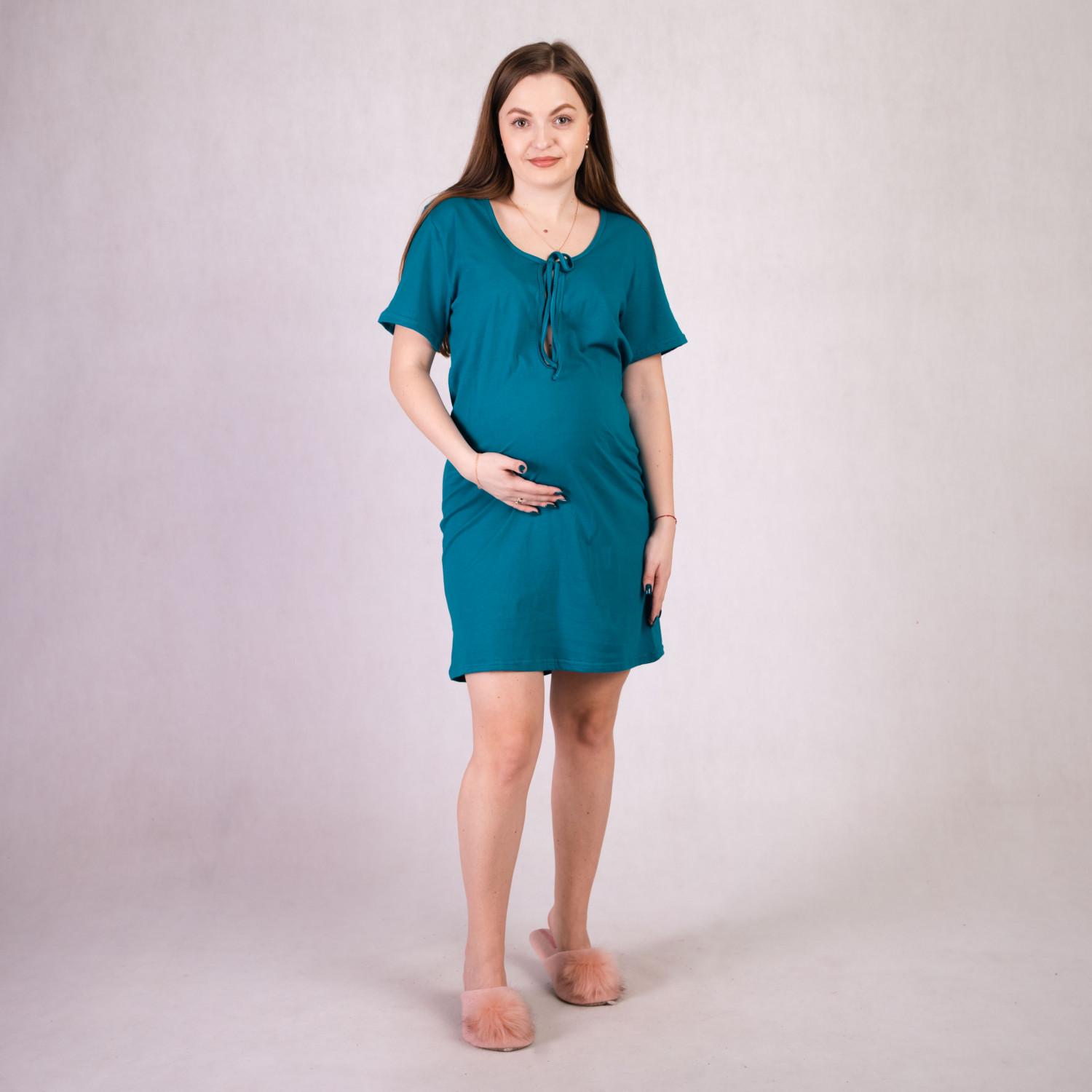 Нічна сорочка літня на зав'язках для вагітних і годуючих мам кулір р. 50-52 Морська хвиля (TN5-2109-1)