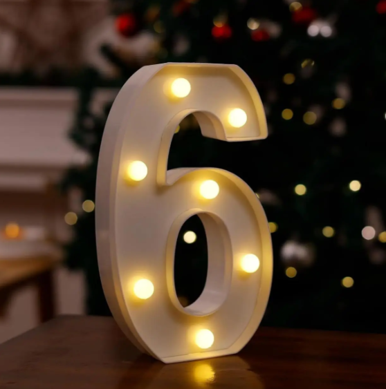 Цифра объемная 6 Led декоративная маленькая 21x13 см Белый (1899/6)