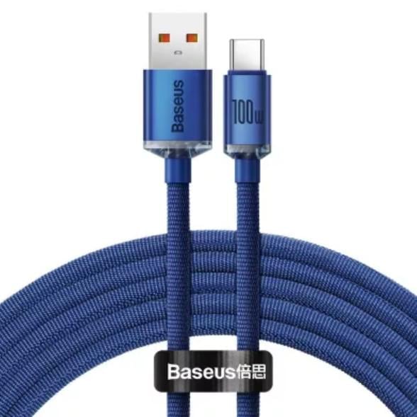 Кабель BASEUS CAJY000503 Crystal Shine Series USB to Type-C 100 W 200 см Blue (559739)