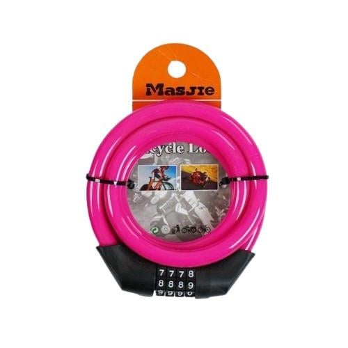 Велосипедный тросовый замок кодовый Masjie 110 см Розовый (C 65163) Велосипедный тросовый замок кодовый Masjie 110 см Розовый (C 65163)