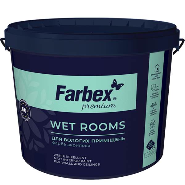 Краска для влажных помещений ОДА Wet Rooms Farbex база А 14 кг Белый (2792905952)