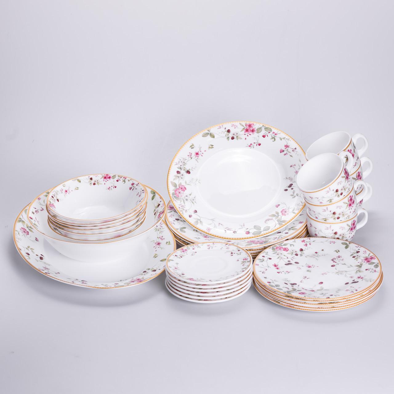 Столовый сервиз из фарфора Strawberry на 6 персон 32 предметов (HP-HK-8)