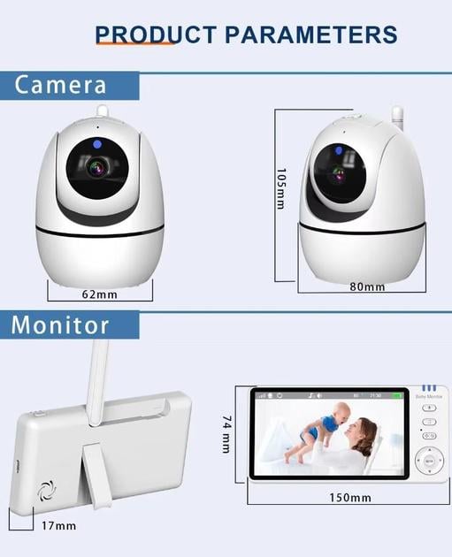 Відеоняня LCD монітором та гнучке кріплення/датчиком звуку з USB 5" (ABM501) - фото 11