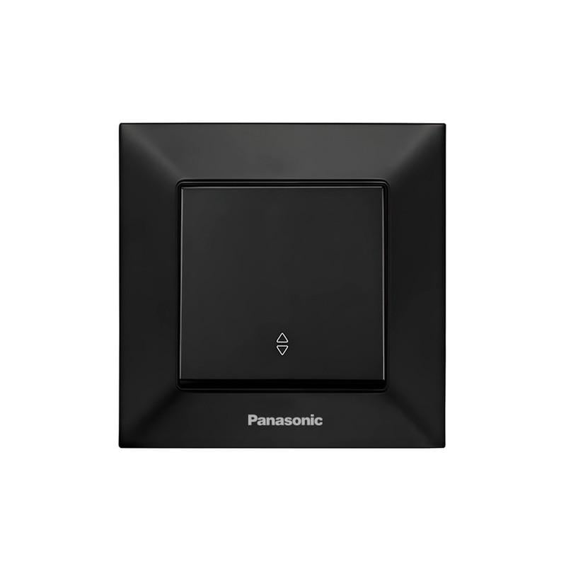 Выключатель проходной одноклавишный Panasonic Arkedia Slim с рамкой самозажимной ABS Черный (WNTC01032B UA1)