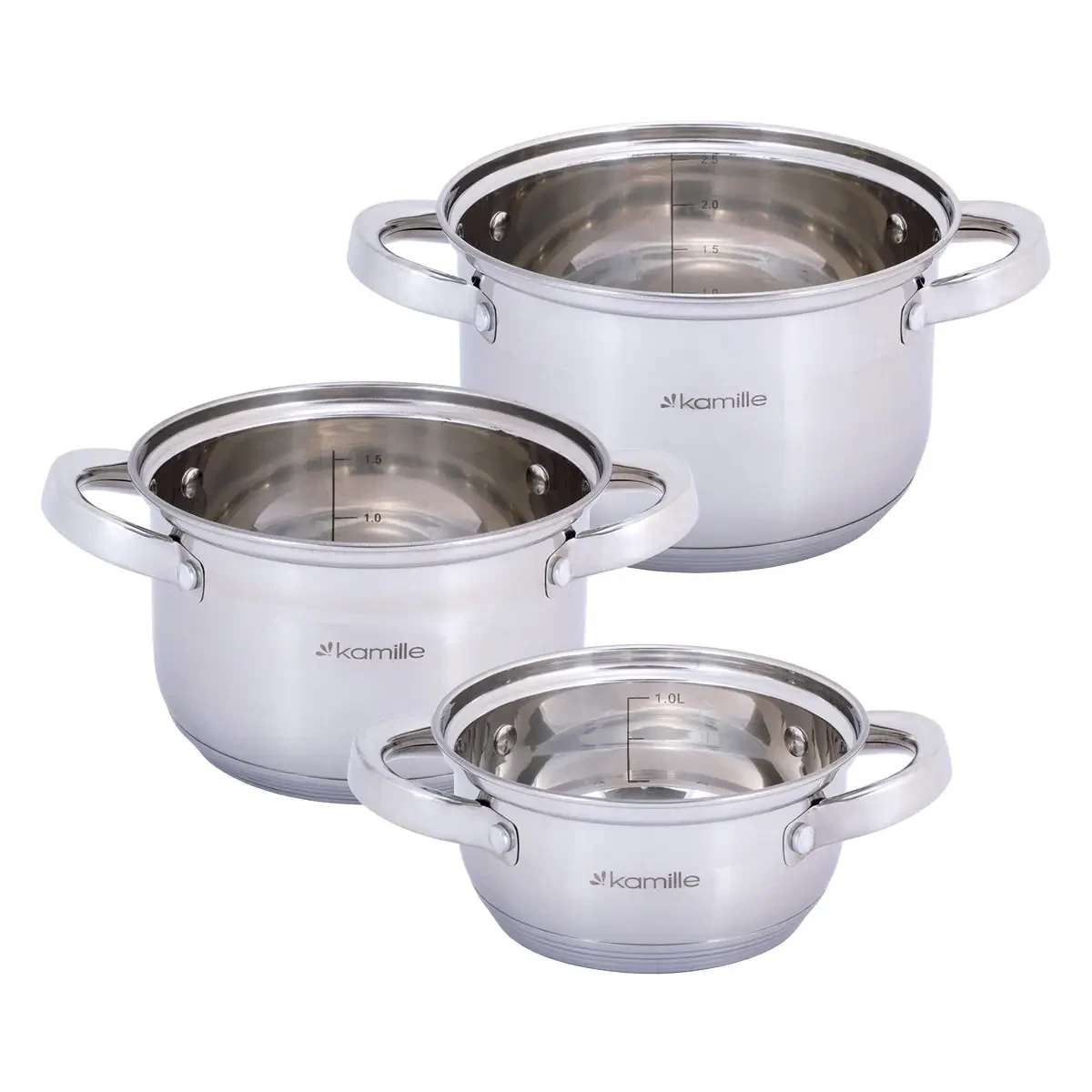 Набор кастрюль Kamille из нержавеющей стали 6 пр. (KM-5628S) - фото 6 Набор кастрюль Kamille из нержавеющей стали 6 пр. (KM-5628S) - фото 6