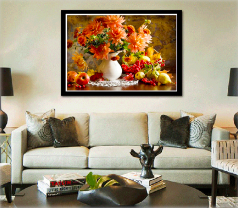 Картина алмазна вишивка Monkey family Осінній букет (карт-000080)