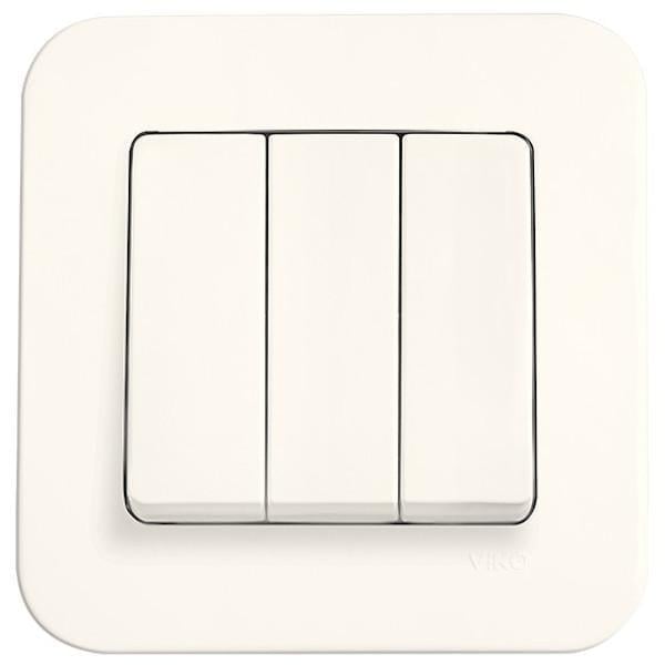 Выключатель трехклавишный Viko Rollina Кремовый (00000012908)