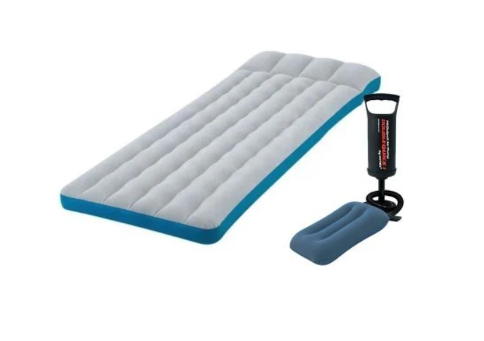 Надувной матрас Intex 67999 одноместный 72х189х20 см с подушкой и ручным насосом Серый (67999-2)