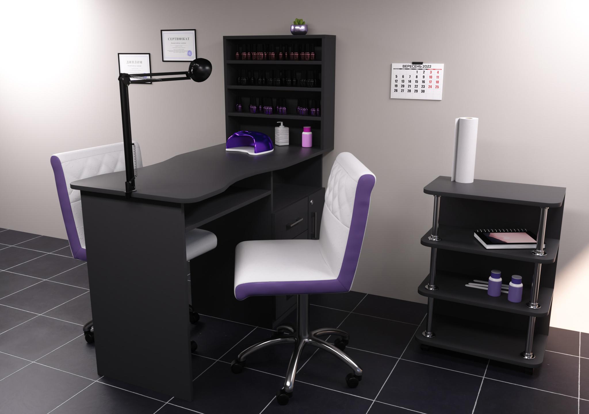 Стол маникюрный СМ-1 1230х550х1264 мм Антрацитовый (22401) - фото 3 Стол маникюрный СМ-1 1230х550х1264 мм Антрацитовый (22401) - фото 3