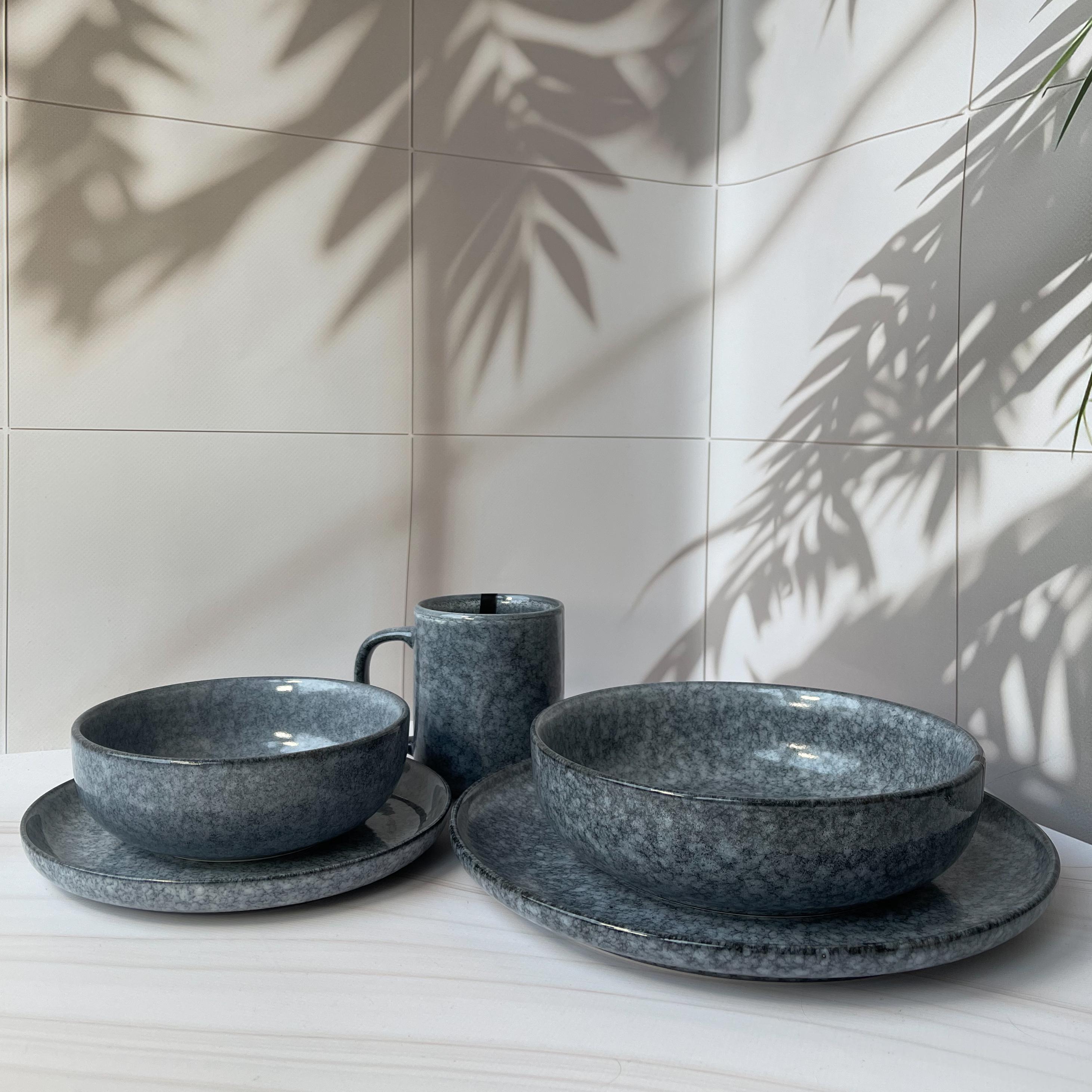 Столовый сервиз посуды Ardesto Loreto 5 предметов на 1 персону темно-серый мраморный фарфор - фото 4