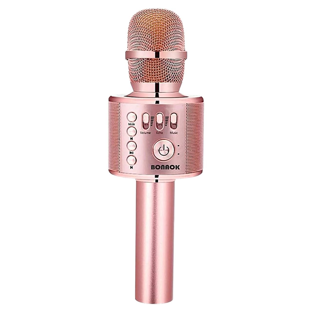 Караоке-мікрофон бездротовий BONAOK/BONOK Q37 Rose Gold 3в1 (35223825)
