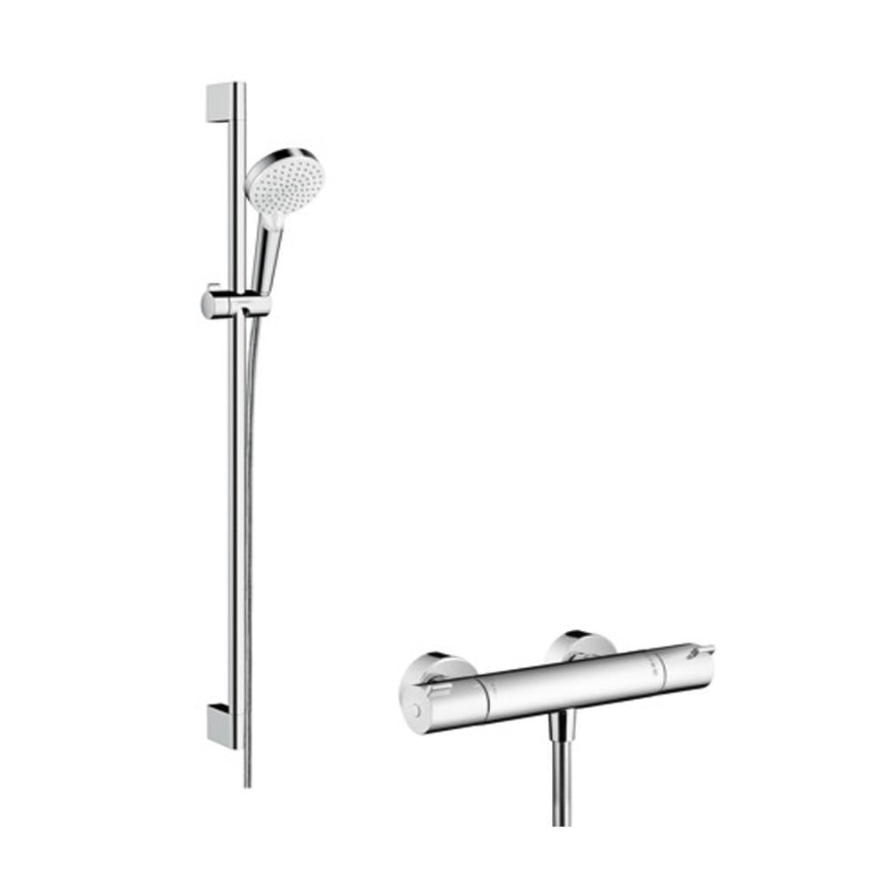Душевой набор Hansgrohe Crometta Vario 90 с термостатом Ecostat 1001CL Белый/Хром (LM-27813400)