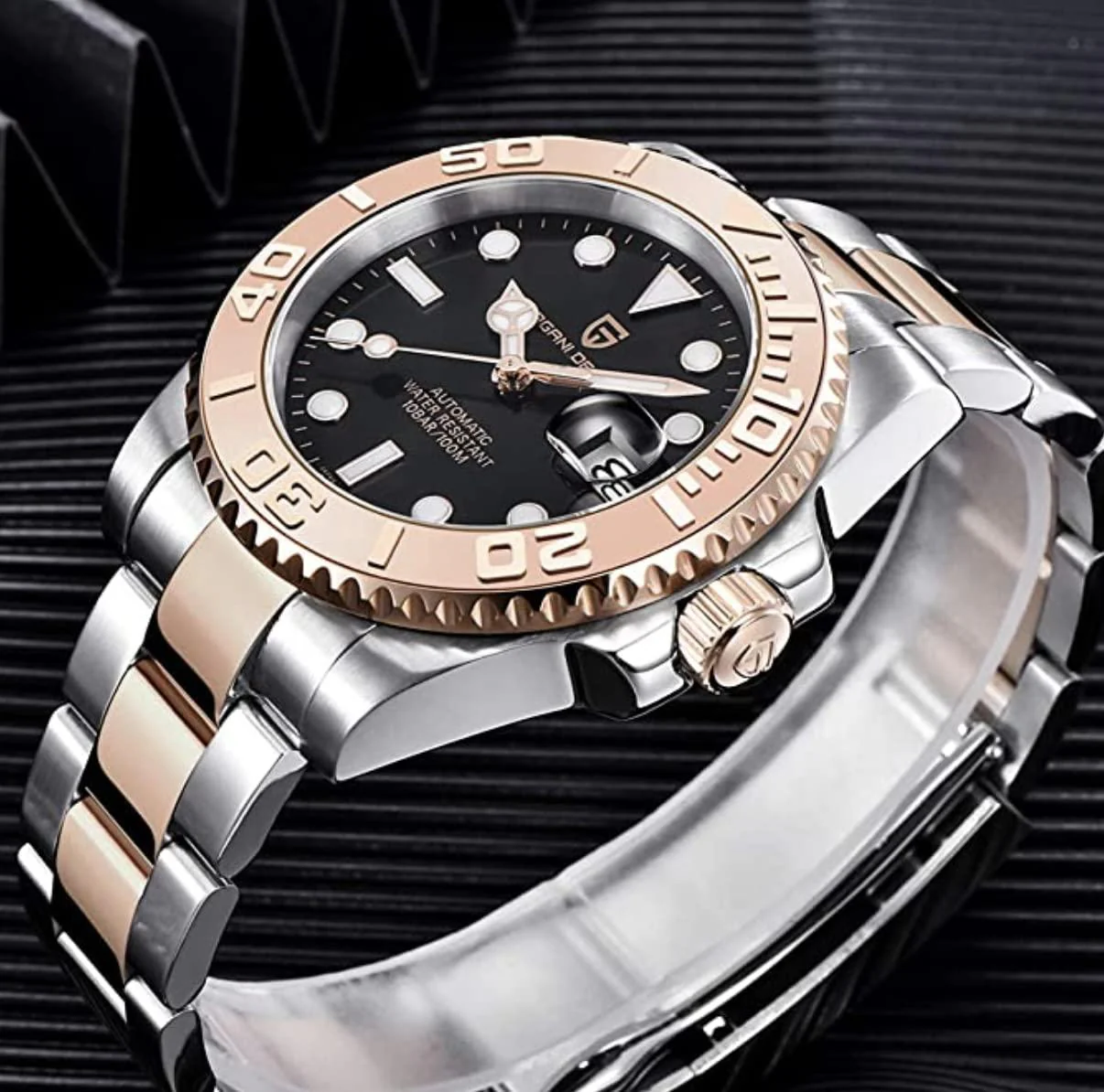 Годинник механічний Pagani Design PD-1651 водонепроникний з автопідзаводом Gold/Black (22818140) - фото 2