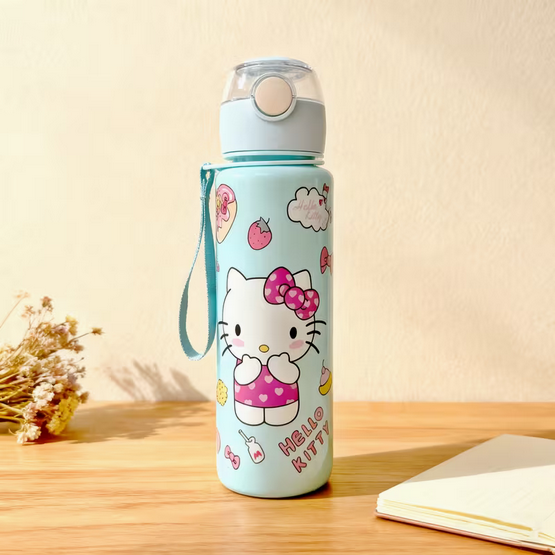 Детская бутылка для воды Hello Kitty с ремешком 25 см 750 мл Голубой (GFD-76)