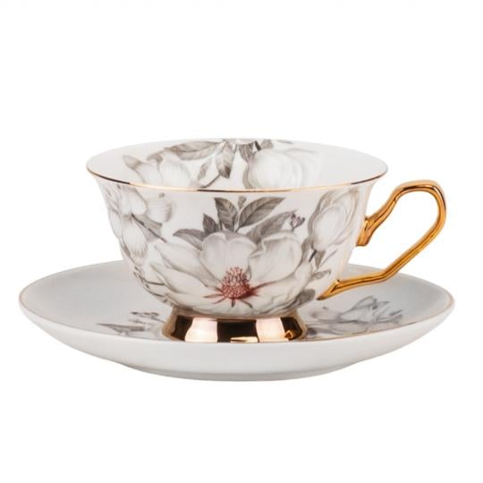 Кружка с блюдцем и ложкой Elisey Classic Grace 200 мл керамическая Белый с серым (135-81-9217-005) Кружка с блюдцем и ложкой Elisey Classic Grace 200 мл керамическая Белый с серым (135-81-9217-005)