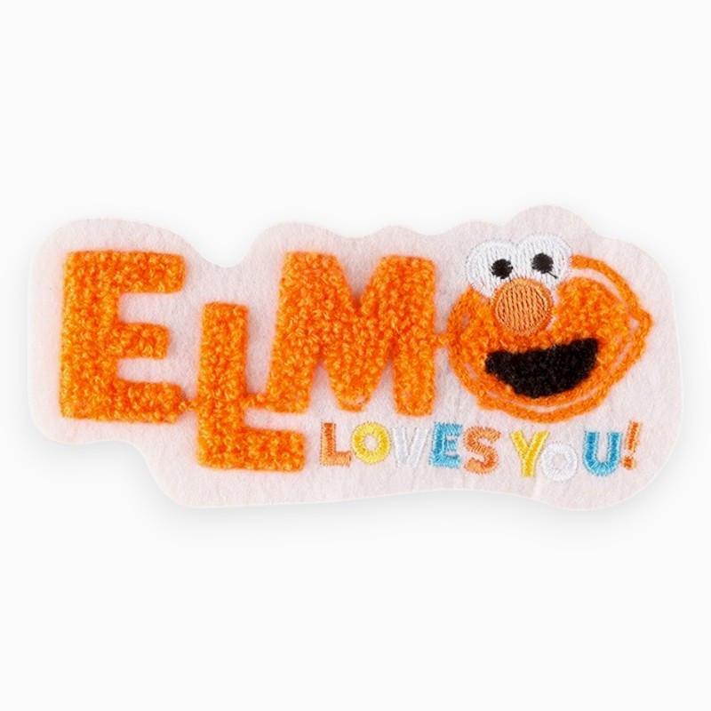 Аппликация нашивка ElmoLovesYou плюшевая 6,3х13,1 см 1 шт. Оранжево-белый (АН0613б33)