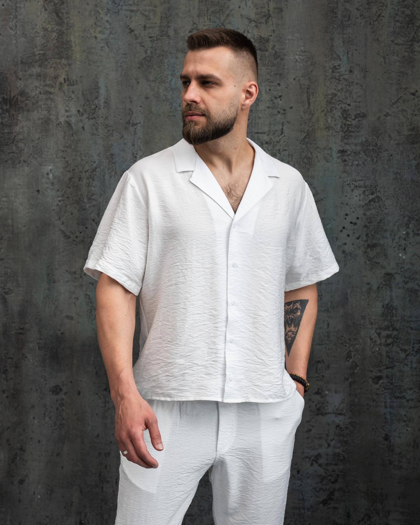 Костюм мужской летний Aero льняной S Белый (26374/3/1) - фото 2 Костюм мужской летний Aero льняной S Белый (26374/3/1) - фото 2