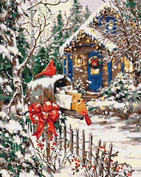 Картина по номерам Идейка Зимние и Новогодние сюжеты Картина по номерам Идейка Сельский пейзаж 40х50 см в термопакете (KHO2251)