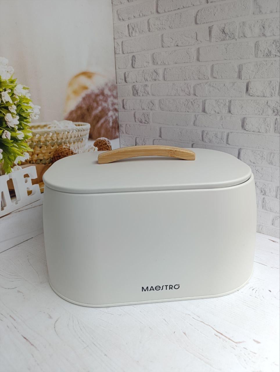 Хлебница Maestro металлическая 33,5х24х16,5 см Белый (MR-1675)