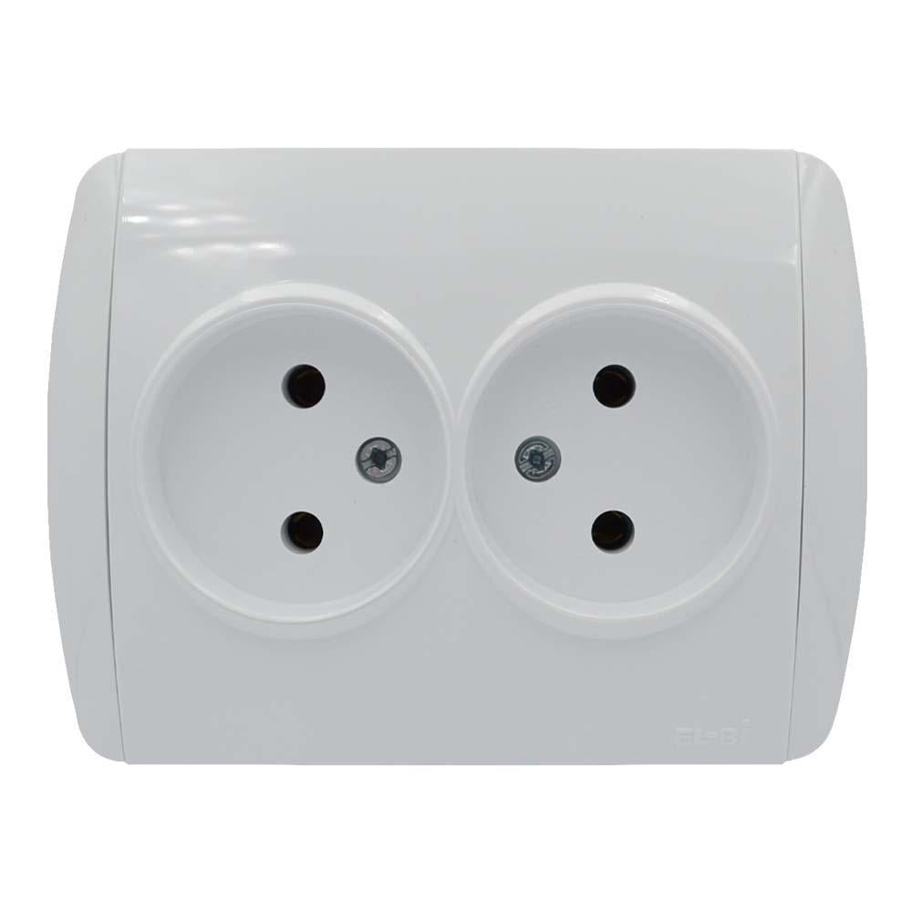 Розетка двойная без заземления EL-BI Zirve Белый (00000000280)