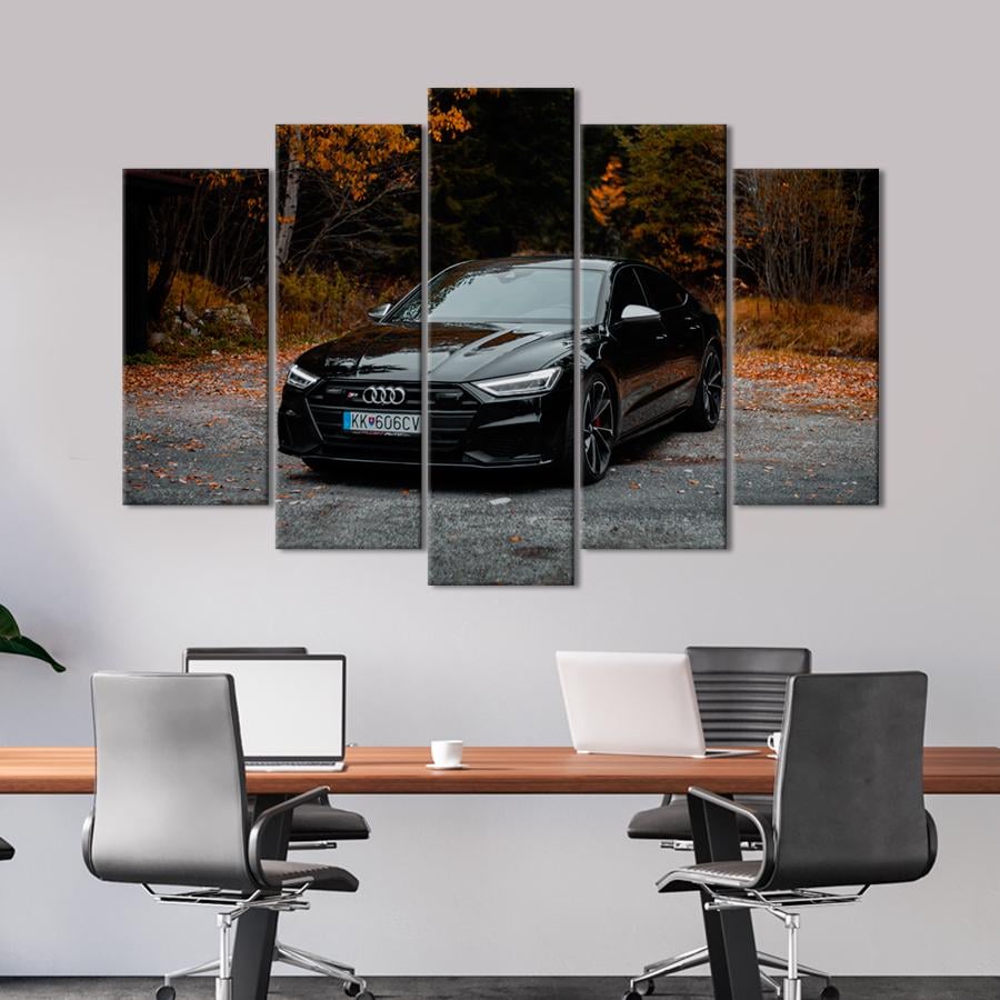 Картина Автомобиль Автомобиль Audi S7 Sportback Quattro на фоне осеннего леса 137x85 см (A1204-5)
