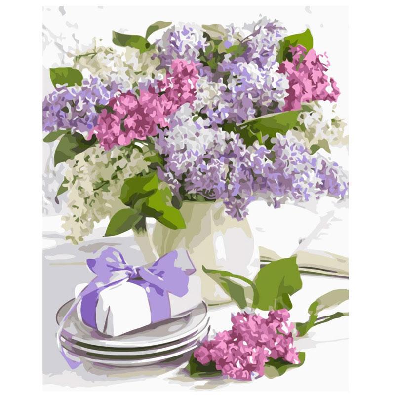 Картина по номерам Strateg Цветы Весенний сервиз 40х50 см в термопакете (VA-3323-mt)