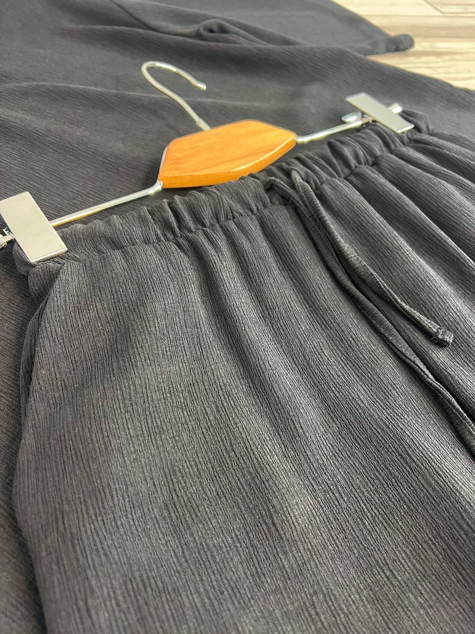 Костюм женский CLEW 1005-0712 жатка рубашка короткий рукав и брюки палаццо M Черный (2003) - фото 10