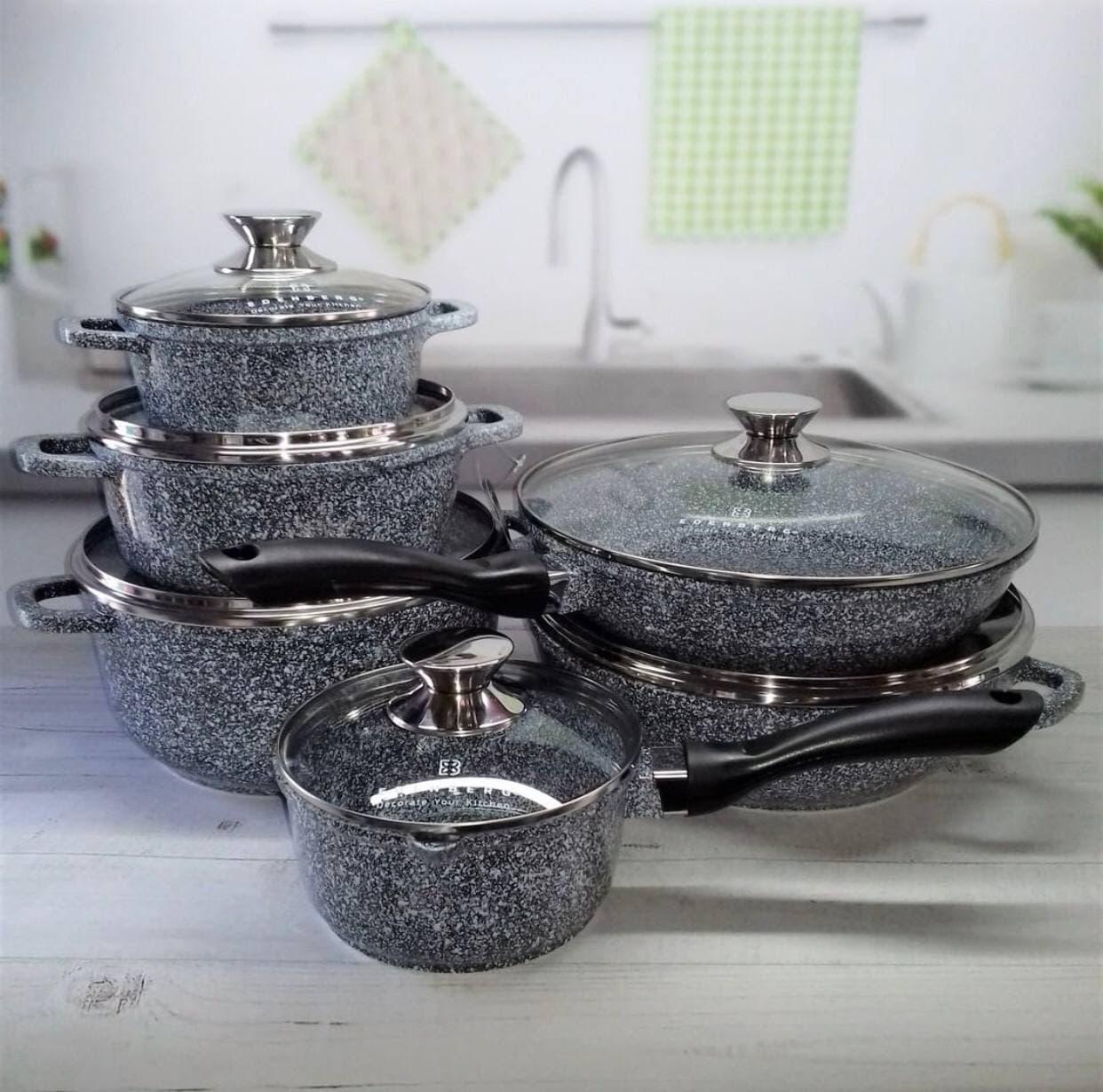 Набір посуду Edenberg з гранітним антипригарним покриттям 14 пр. Сірий (EB-8145) - фото 7 Набір посуду Edenberg з гранітним антипригарним покриттям 14 пр. Сірий (EB-8145) - фото 7