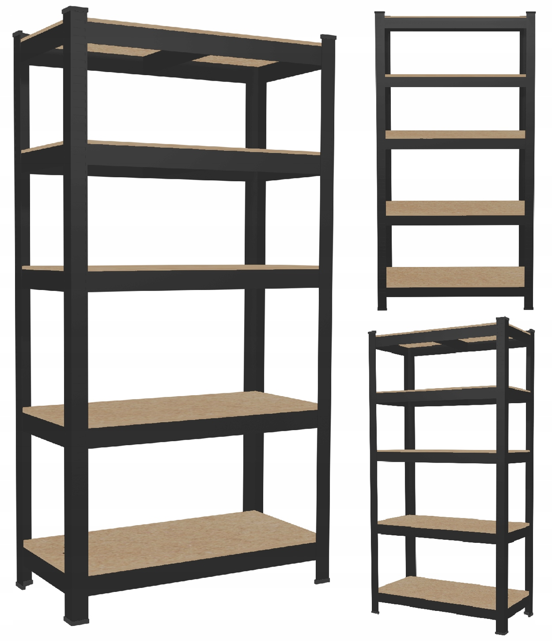 Стеллаж металлический 180х90х40 см 5 полок/до 175 кг на полку Черный (GWI7392) - фото 3