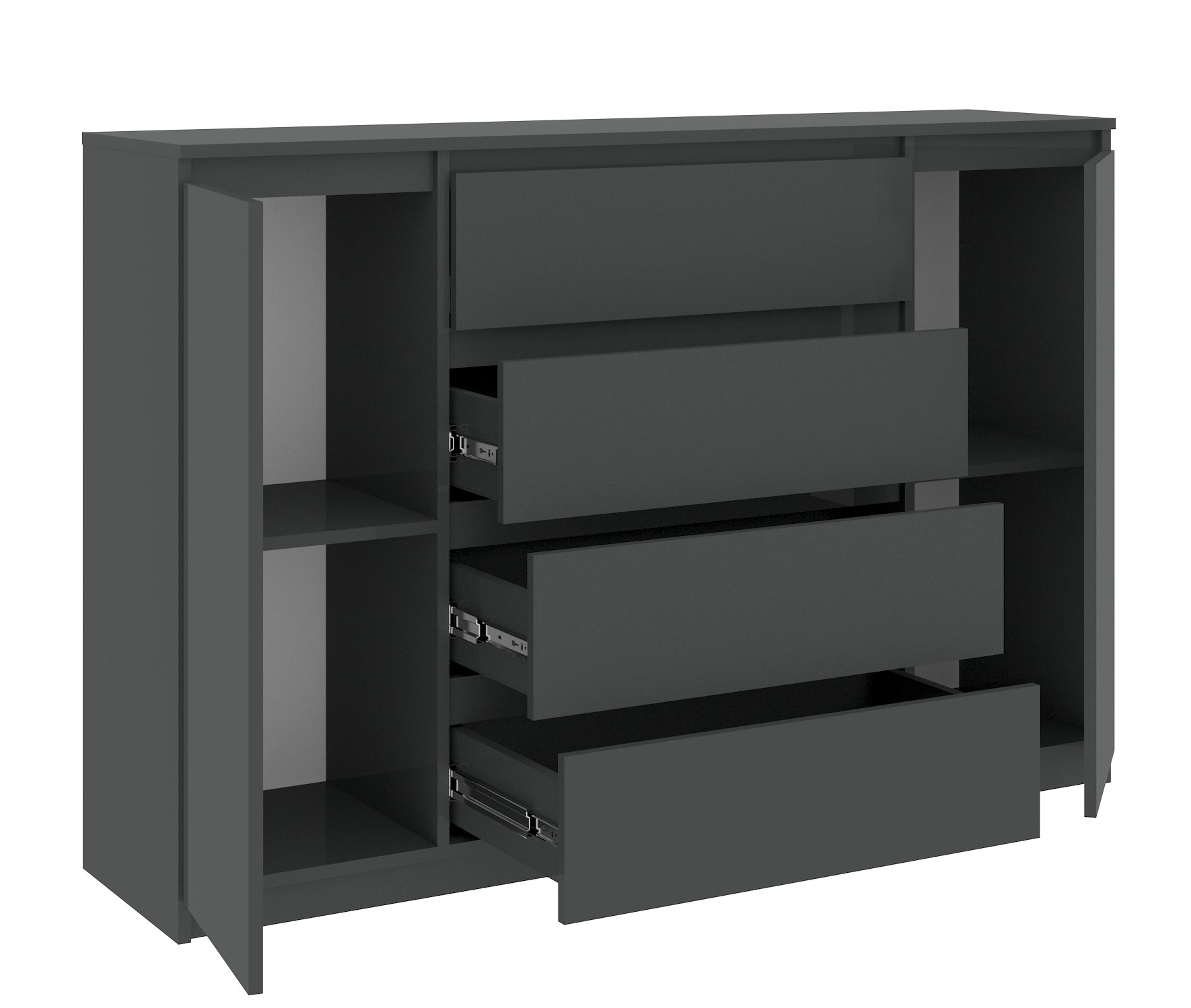 Комод Мастер Форм з 4 висувними шухлядами 139х37,6х95 см Антрацит (6499bf2c70d0e5137121b005)